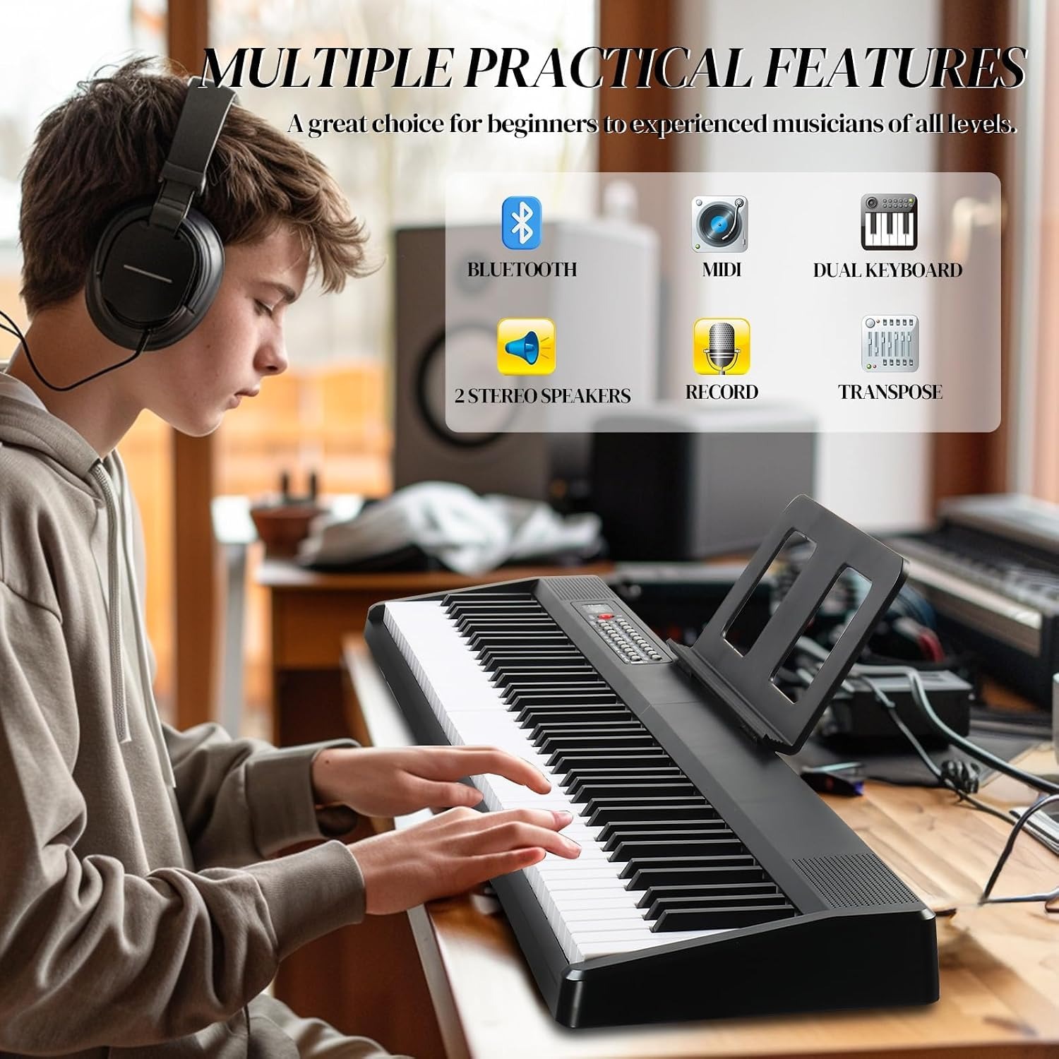 OMZZ Ryuusei 88 Foldable 88 Key Digital Piano Beginner Set: image 2