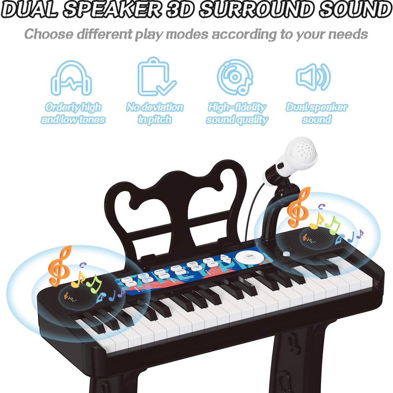 Tucraew 37-Key Kids Piano Keyboard with Microphone, Stool and Music Stand: image 5