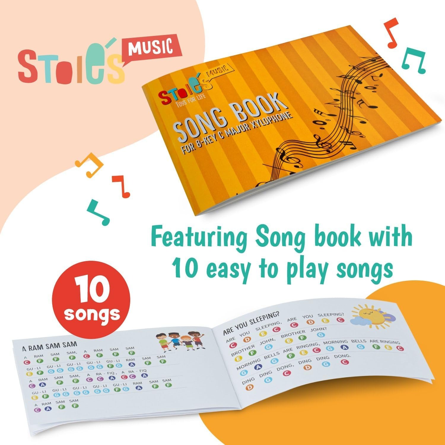Stoie's 8-Note Rainbow Wooden Kids Xylophone with Mallets: image 5