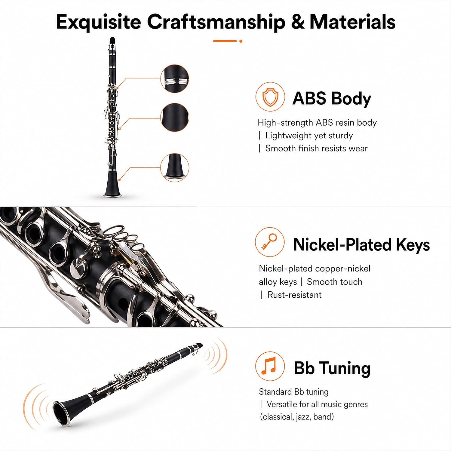 17-Key Bb Clarinet with Case and Starter Accessory Kit: image 4